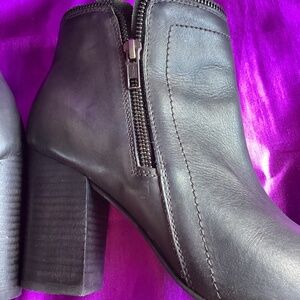 Diba Leather Peep Toe Zipper Bootie